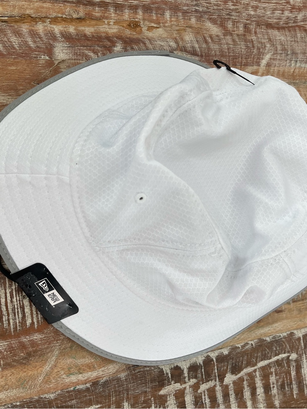 New Era White Men's Sun Bucket Hat with Reflective Trim
